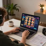 Player enjoying u888 online slots during a cozy home gaming session