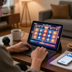 Engaging Slot Malaysia gaming scene showcasing a player enjoying slot games at home.