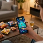 B52club player engaged in mobile gaming, successfully navigating the online casino app for a thrilling experience.
