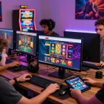 Exciting gaming atmosphere at nhà cái k88 with players engaging in diverse online gambling activities.