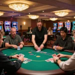 Players engaging at a trusted casino table, showcasing nhà cái uy tín in an exciting gambling atmosphere