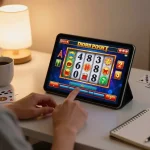 Players enjoying Go99 slot machines in a cozy home setup while managing their bankroll