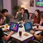 Friends enjoying an exciting game experience on MM88 online casino platform.
