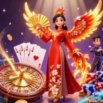 Experience thrilling gaming opportunities at sunwin, showcasing a vibrant casino scene with ornate cards and golden elements.