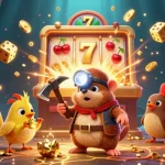 Experience the thrill of Game LUCK8 with this dynamic slot scene featuring treasure hunter mole and explosive jackpot effects.