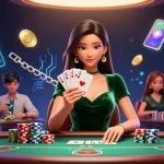 Engage in thrilling poker action at OK9, with vibrant characters and casino excitement all around.