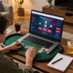 Engaging user experience at nhà cái xin88 showcasing live dealer blackjack game on a laptop.