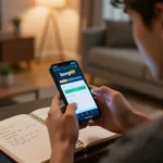 bong88 user engaging with the sports betting app on smartphone in cozy living room
