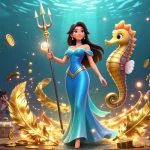 Experience the excitement of OK365 with a glowing pearl and seahorse king in a vibrant casino scene.