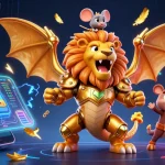Spin the reels at F168 with a triumphant chimera and crypto elements amid a casino adventure.