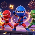 Experience thrilling gameplay with AS9's ninja chameleons showcasing dynamic casino action in vibrant colors.