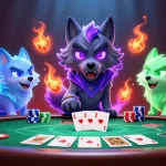 Experience the thrill of qq88 with spectral wolves at a vibrant poker scene.