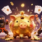 Spin slot reels and win with golden coins in a vibrant casino scene.