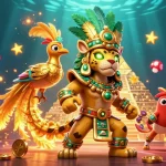 Engage in Tài xỉu gameplay with Mayan characters and vibrant casino elements.
