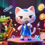 Experience the thrill at a credit card casino with animated characters and vibrant gaming elements.