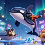 sv88 showcases a vibrant casino scene with a playful orca, stingray, and otters full of gold coins