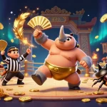 Experience thrilling gameplay at MM88 with a dynamic 3D illustration featuring cartoon beetles in a casino arena.