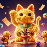 Experience the excitement of LV88 with a vibrant casino illustration showcasing a lucky cat and dynamic game elements.