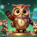 Engage with the thrilling world of XX88 casino games featuring a steampunk owl and neon arcade elements.