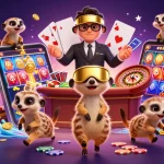 Experience the excitement of 188M BET with animated meerkats in a vibrant casino setting.