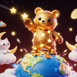 Sunwin showcases a vibrant casino scene with constellation characters and cryptocurrency elements.
